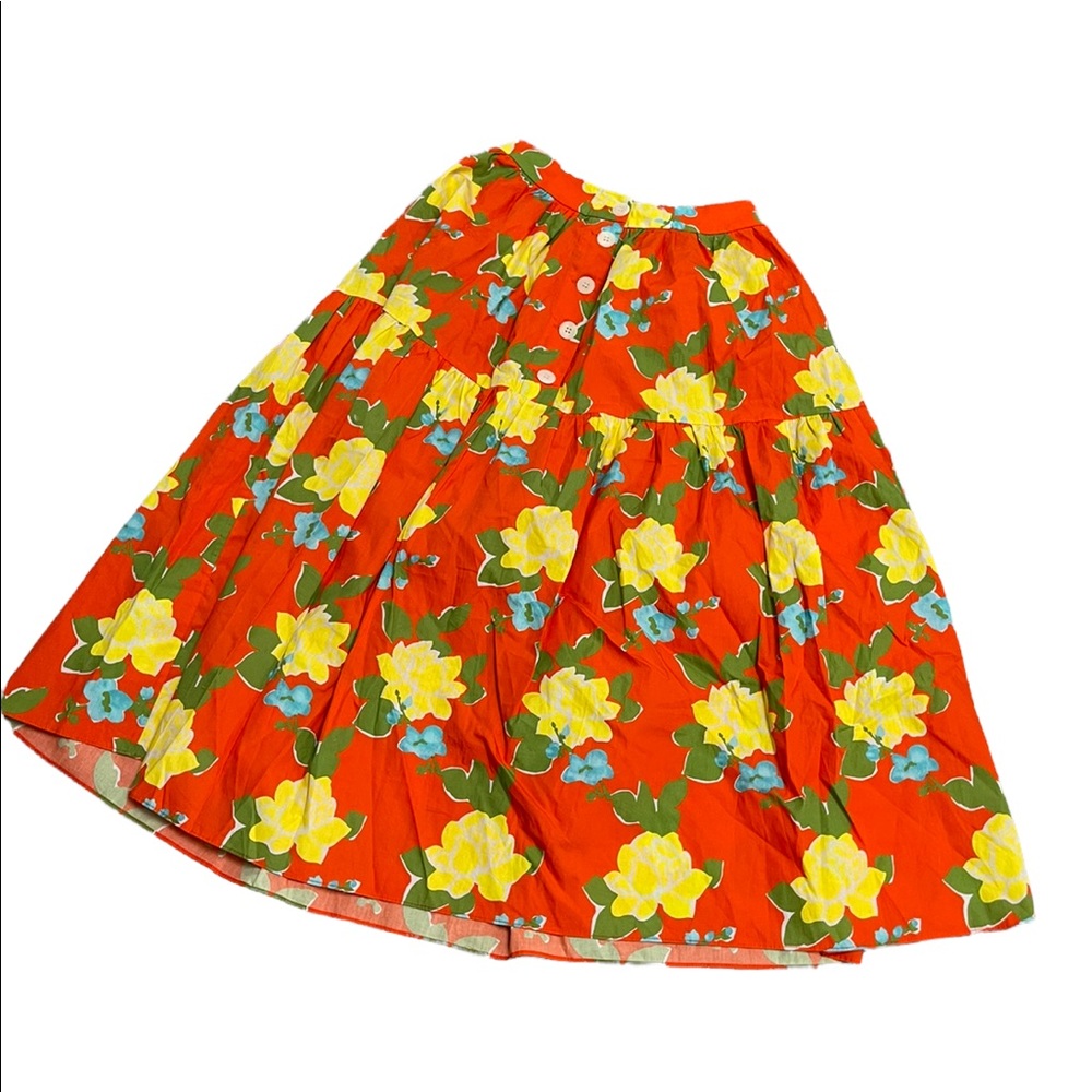 Anthropologie a line floral skirt cottage core cottagecore 0 white - Picture 1 of 3